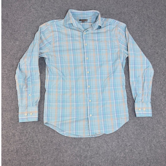 Peter Millar Other - Peter Millar Summer Comfort Mens Small Blue Orange Plaid Performance Shirt LS